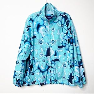 Catalina 60s Floral Print Y2K Windbreaker Zip Jacket Plus Size 16/18